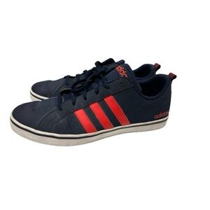 Adidas Navy Blue Low Top Sneakers Red Stripes Lace Up Casual Shoes US Size 11